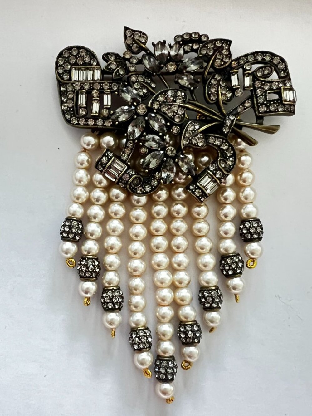 HEIDI DAUS "Dramatic De'collete"  Floral/Leaves Tassel Pin